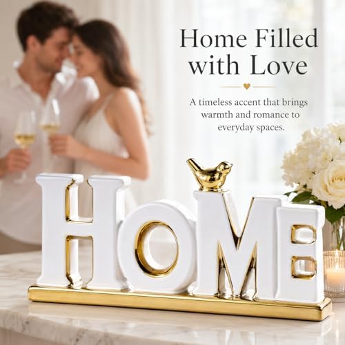 XMGZQ White and Gold Decor for Living Room Bedroom Bookshelf Coffe Table, Home Sign Aesthetic Statues Boho Wedding Accents Decorations, Knick Knacks Home Decor for Shelves,Living Room,Bedroom,Desktop - Image 5