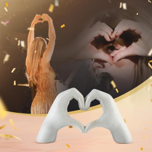 9.4" W White Heart Hands Sculpture, Modern Love Decor - Image 2