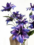 Artificial Lily Flowers, Fake Silk Flower Long Stem Artificial Stargazer Lilies with Full Bloom Faux Tiger Bouquets for Home Decor Wedding Party Hotel Floral Arrangement DIY Decoration – Purple 4 Pack - Image 6
