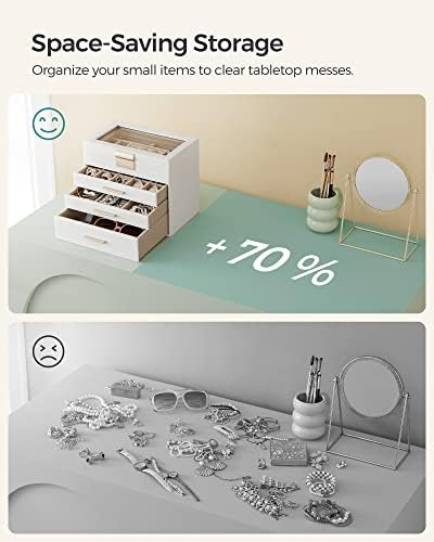 SONGMICS Jewelry Box Organizer, 4-Layer Storage with 3 Drawers, Glass Lid - Image 4