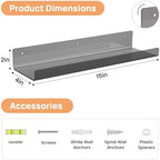 upsimples 4 Pcs 15" Acrylic Shelves for Wall Decor and Display, Clear Black - Image 3