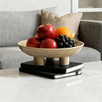 Three-Leg Ceramic Fruit Bowl, 10 Inch Oval Serving Dish for Kitchen Counter, Candy or Key Holder, Home Decor Accent Beige - Image 3