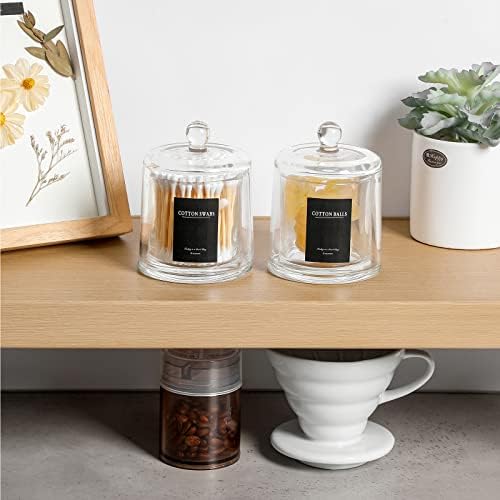 Qtip Holder Apothecary Jars with Lid, 2 Pack Thick Glass, Clear - Image 5
