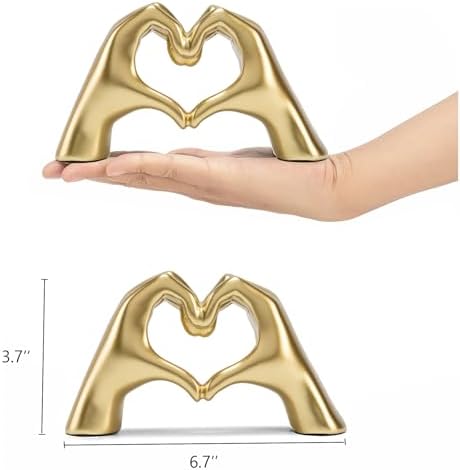 FANTESTICRYAN Heart Hands Statues, Gold Resin Home Decor Accent, Medium - Image 3