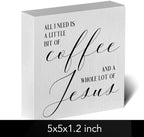 Christian Coffee Bar Sign, Farmhouse Kitchen Decor with Inspirational Quote, Rustic Wood Wall Art for Home Cafe Office - Image 2