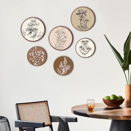 Barydat 6 Pcs Boho Wooden Plant Wall Art Decor,Vivid Round,8 Inch, 10 Inch - Image 6