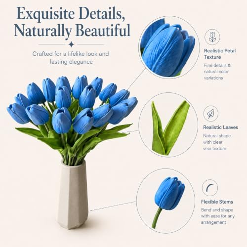 Mandy's 20pcs Artificial Light Blue Tulips - Image 4