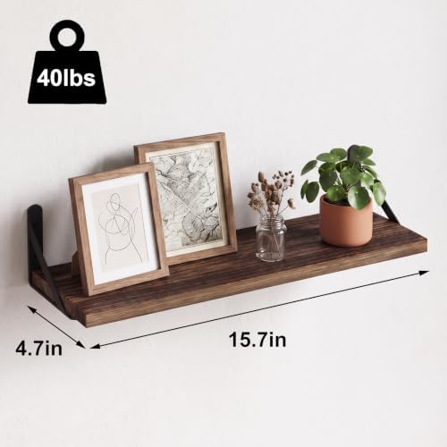 Fixwal Floating Wall Shelves, Set of 8, Width 4.75 Inches, Dark Carbonized - Image 3