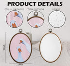 Whimsical Pink Stripe Goose Art, Cottage Core Oval Wall Decor, Waterproof - Image 2