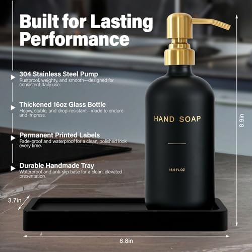 Prus Waso Soap Dispenser Bathroom Set, Gold & Black - Image 2