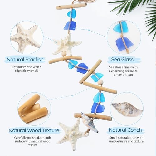 JQAQJU Sea Glass Beach Room Decor, Coastal Wall Decor with Starfish - Image 4