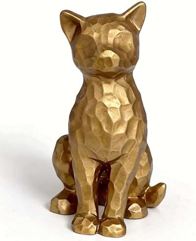Brushed Vintage Gold Cat Figurine Statue Shelf Decor Gift by JWTAstyleHomeDecorGifts