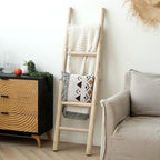 FUIN Blanket Ladder, 57in Rustic Solid Wood Decorative Ladder, Natural - Image 5