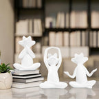 Suoedd White Frog Yoga Figurines 3 Pcs,Modern Decor for Shelf,Desk,Office - Image 4