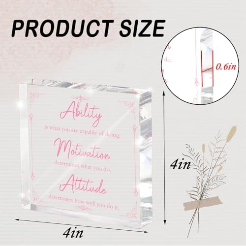 Pink Motivational Acrylic Desktop Sign, 4x4 Inch, Motivational Desktop Decor for Office and Home, Decor with Positive Messages, Unique Gift for Women, Girls or Coworkers - Image 2