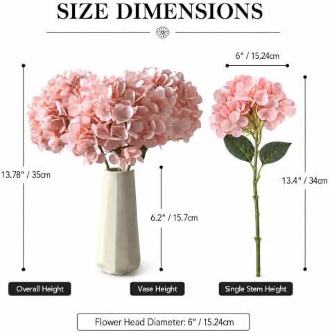 Mandy's 3 Stems Light Pink Artificial Hydrangea Flowers - Image 3