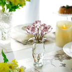 Pink Crystal Rose Bouquet Figurine Wedding Table Centerpiece Decor - Image 3