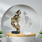 aboxoo Thinker Statue, Silence is Gold Abstract Art Figurine, Modern Home Resin Sculptures Decorative Objects Shelf Decor,Tabletop for Home Decor,Man Office Study Desk Statue (Large Gold) - Image 4