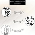 Photect 3 Pcs Metal Wall Art Minimalist Woman Line Decor, Plant, Black - Image 5