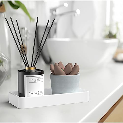 Gurygo 2 Pack 8" Ceramic Vanity Tray - Kitchen Tray for Soap Bottles - Small Rectangular Vanity Tray for Bathroom - Vanity Trays for Bathroom - Kitchen Soap Dispenser Tray,White - Image 6