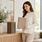DECOR4SEASON Modern Linen and Wood Decorative Faux Book Boxes Set of 3, 10" - Image 5