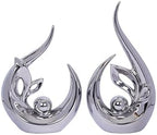 2 PCS Silver Decor Accent Ceramic Statue Abstract Sculptures Centerpieces Mid Century Modern Decor for Tables Coffee Table top Decorations for Living Room Desktop Shelf Dining Room Kitchen by Dlfghos