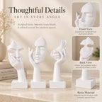 3 Pcs Thinker Small Statue Set - White Art Abstract Home Accent Figurines for Decor Woman Apartment Bookshelf Floating Shelf Coffee Table Office Desk Bathroom Counter Decor (3 Pcs White, 6") - Image 5