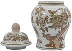 8" Ceramic Ginger Jar w/Lid - Classic Chinese Style Porcelain Jar Tea Storage for Home Decor Decorative Centerpiece Vintage Accent Antique Vase Jingdezhen (Brown & White) - Image 6