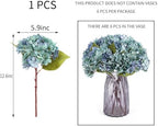 Kimura's Cabin 6pcs Hydrangea Artificial Flowers Silk Fake Hydrangeas,Blue - Image 2