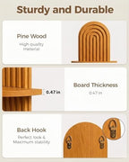 Bamworld Boho Wall Decor Plant Wall Shelf Wood Plant Holder Brown 2PCS - Image 4