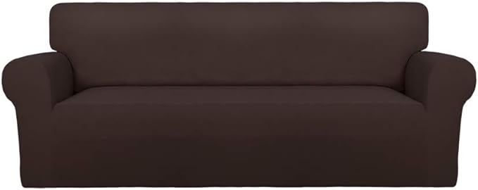 PureFit Stretch Oversized Couch Covers Fleece Sofa Slipcovers Chocolate | by PureFit