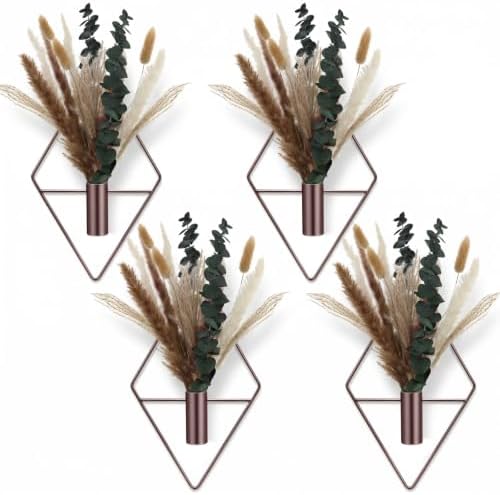 Jexine 4 Pcs Hanging Artificial Planters Wall Decor, Bronze, Pampas by Jexine