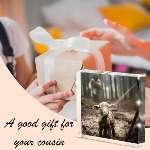 Christian Jesus And Lamb Religious Acrylic Desktop, Spiritual Gifts for Christian Women, Home Decor for Everyday Encouragement, Lost Lamb Themed Office And Faith-Based Home Decor 4x4 Inch - Image 5