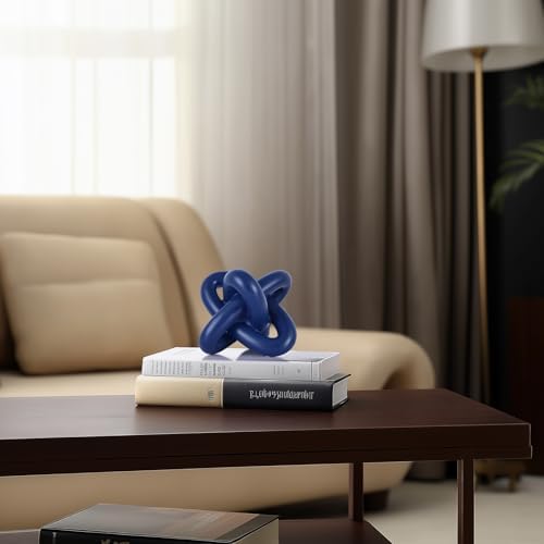 Blue Knot Sculpture, Three Knot Sculptures, Blue Home Decor Accents, Knot Sculptures for Rustic-Style Coffee Tables, Living Room Dining Tables, Entrance Hall Shelves, and Small Decorations. - Image 5