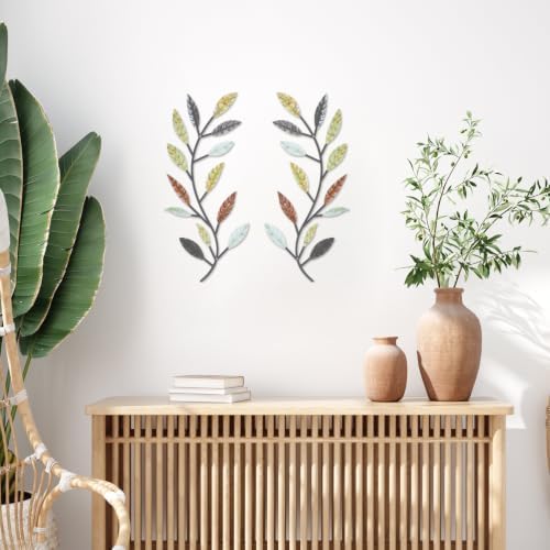 Zhengmy 2 Pcs Metal Leaf Wall Art Vine Branch Decor,Multi Color - Image 5