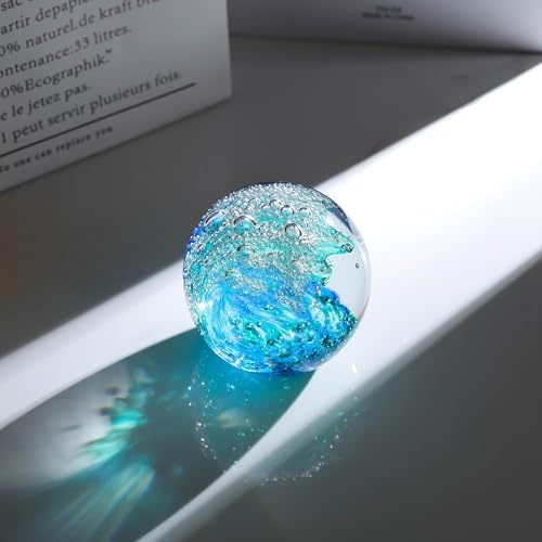 Qianwei Ocean Waves Hand Blown Glass Decor Crystal Ball Sea Figurines Gifts - Image 4