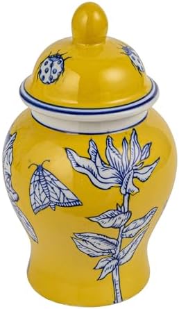 Creative Co-Op Decorative Ceramic Ginger Jar with Domed Lid, Yellow by Unknown