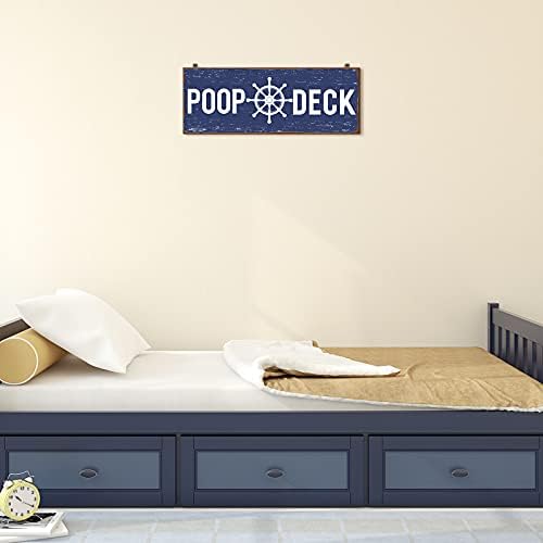 Jetec POOP DECK Sign Nautical Bathroom Wall Decor,Blue - Image 4