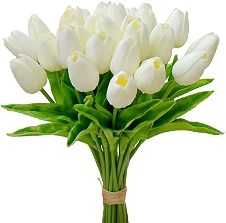 Mandy's 28pcs Artificial Cream Tulips by Mandys