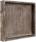 Wooden Decorative Tray, Small Serving Tray with Wood Bead, Farmhouse Big Tray for Ottoman, Countertop, Coffee Tabl, 13" x 13"x 1.6" (Retro Brown) by CEDARLUX