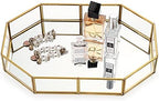 Hipiwe Gold Perfume Tray - Glass Mirrored Makeup Tray, Large 12.4"x 8.2" - Image 3