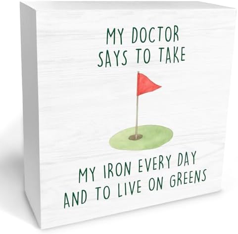 Funny Golf Court Wooden Box Sign Desk Decor, Gifts for Golf Lovers, Golfer Golfing Gifts Wood Block Sign Decorations for Home Bedroom Office Wall Tabletop Shelf Decor, 5x5 Inch by Unknown