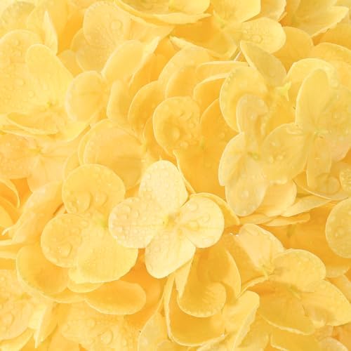 6 Pcs Real Touch Hydrangea Artificial Flowers, 21" Fake Flowers, Yellow - Image 4