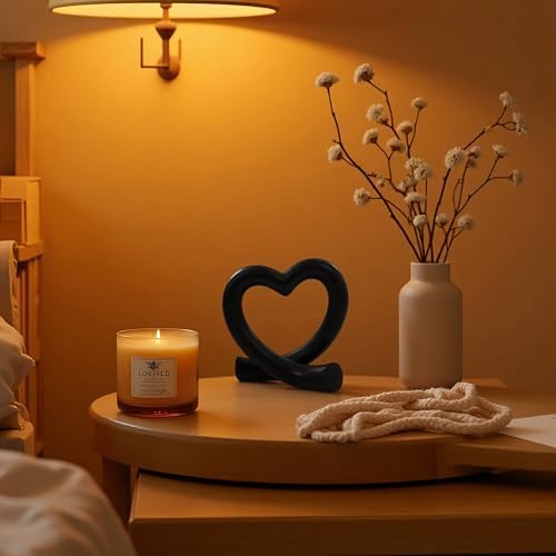 Lescafita Black Heart Decor Sculpture, Love Statue Minimalist Home Decor Accent for Living Room Bedroom Office Desk Shelf Coffee Table, Unique Romantic Gift - Image 2