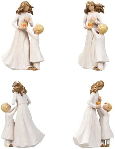 Mother and Son Figurine, Mom and Boy Resin Gift, Family Sculpture - Image 6