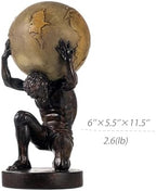 Lukitas Atlas Holding Up World Statue and Sculpture, Brown, Resin 11.5'' - Image 3