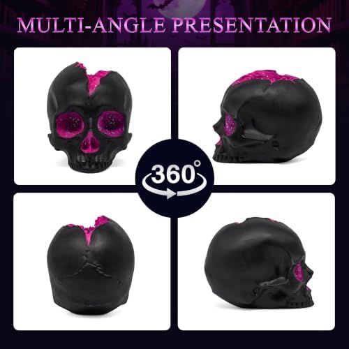 Black and Purple Resin Skull Figurine Statue. Good Gifts for Skull Lovers - Image 2