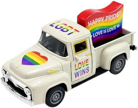 Pride Rainbow Mini Truck Decor with Wooden Sign, 5.7 Inch by YIPRONS