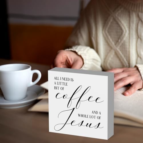 Christian Coffee Bar Sign, Farmhouse Kitchen Decor with Inspirational Quote, Rustic Wood Wall Art for Home Cafe Office - Image 6