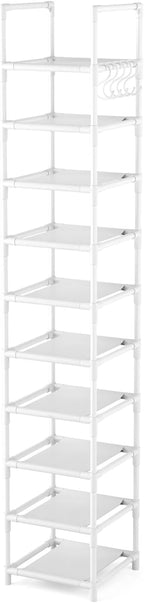 LANTEFUL Tall Narrow Shoe Rack 10-Tier Skinny Shoe Shelf Storage - Image 8